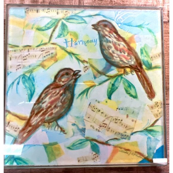 4 Watercolors Flowers Tempered Wine Drink Glass Coaster Set Linda Altshuler - Picture 5 of 7